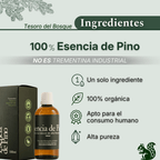 Ingredientes de la Esencia de Pino: 100% esencia, un solo ingrediente, alta pureza y no es trementina industrial.